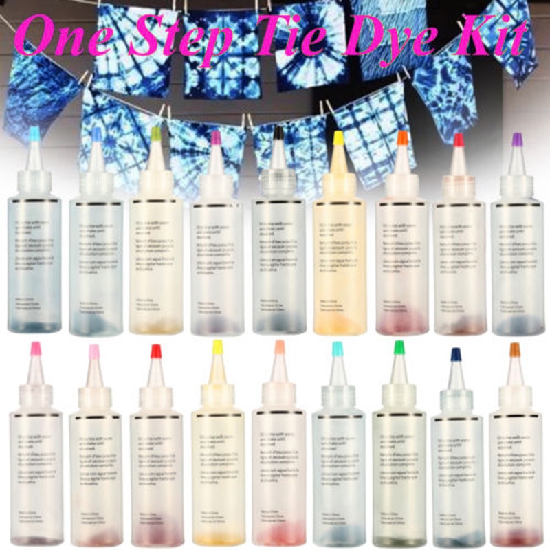 18 pieces/bottles Tulip One Step Tie Dye Kit Vibrant Fabric Textile Permanent Paint Colours clothes DIY Tie Dyes non-toxic