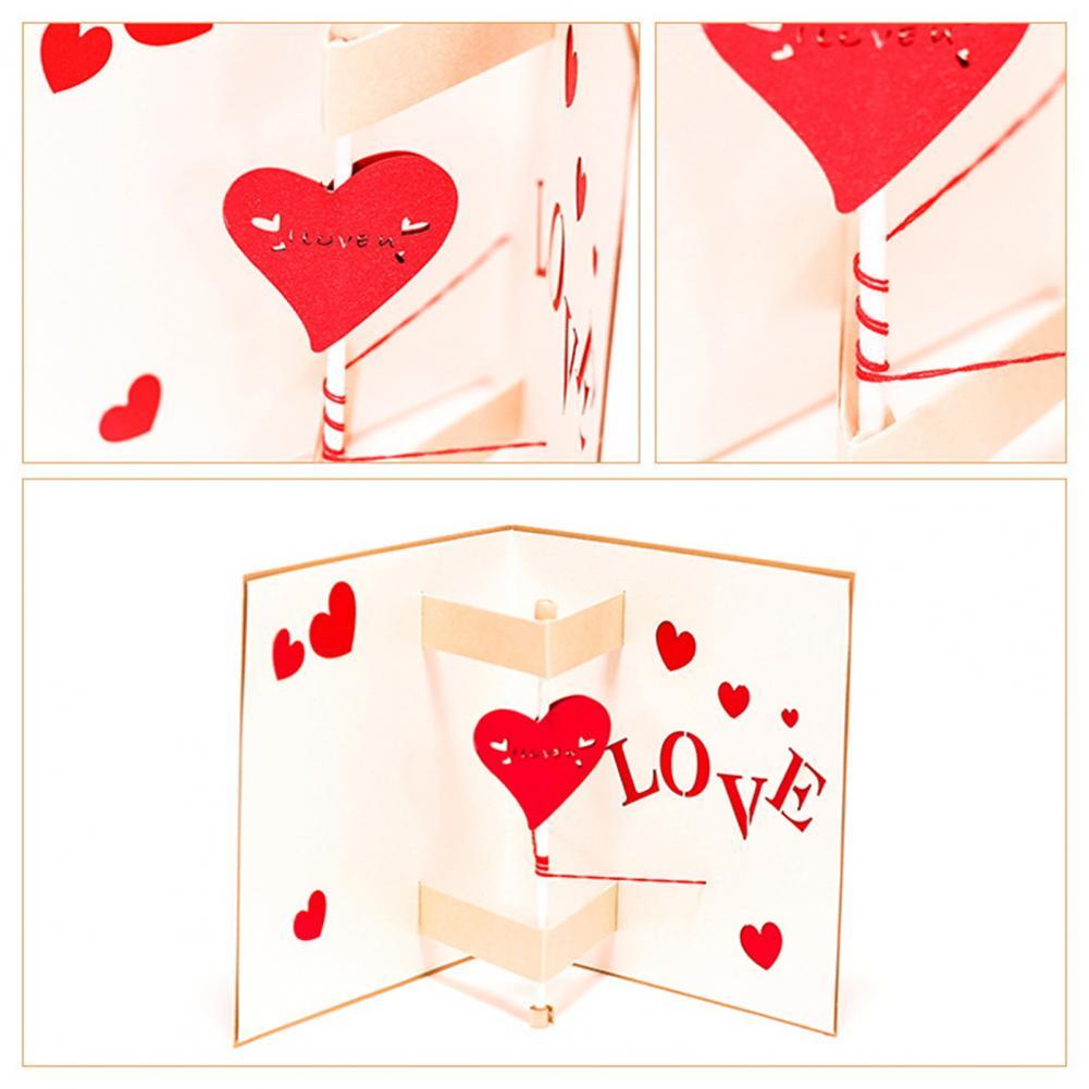 3D Pop up Greeting Blessing Card Valentine Handmade Heart Paper Birthday Wedding Festival
