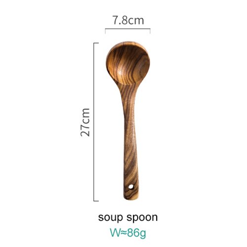 Tailândia teca de madeira natural utensílios de mesa colher colher turner longo arroz escorredor sopa skimmer cozinhar colheres colher cozinha conjunto de ferramentas: soup spoon