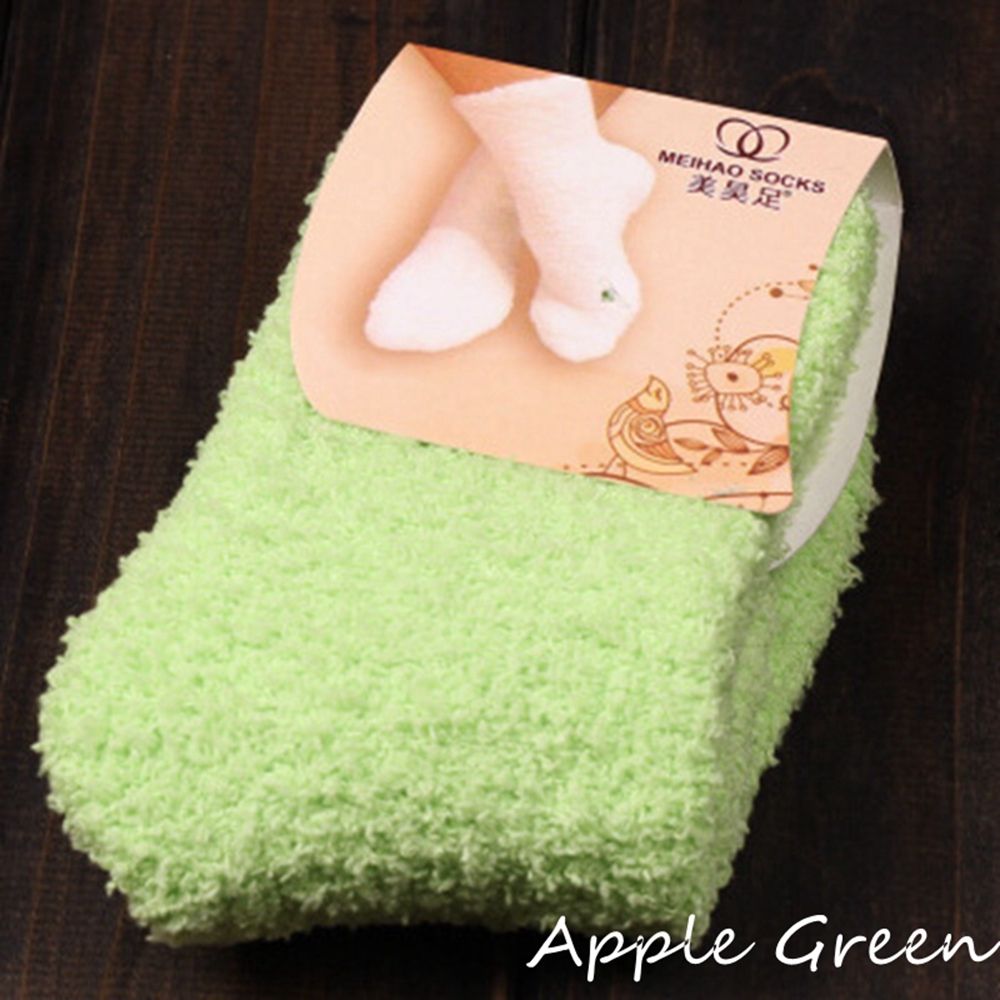 1 paar Winter Herfst Warm Casual Candy Kleur Womens Lady Dikke Coral Fleece Slipper Korte Sokken Fuzzy Kousen Effen sok: Turquoise