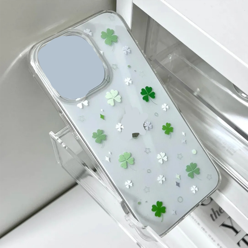 Ins frais trèfle à quatre feuilles coréen mignon coque de téléphone pour iPhone 16 E 15 14 13 12 11 Pro XS Max 7 8 Plus MINI Y2K couverture