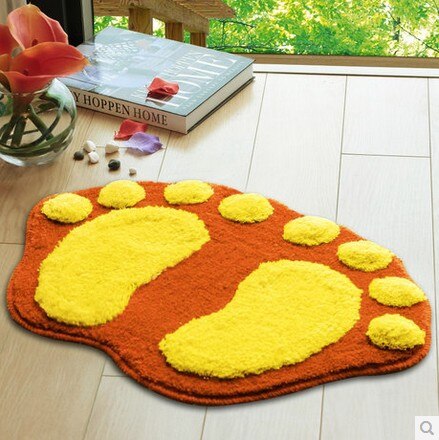 Tapete para puerta de baño con huellas de Pies Grandes, alfombrillas para pies, alfombra para el hogar,: Naranja