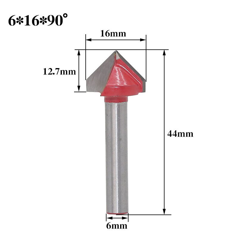 1pc 6mm v urajyrsinterät cnc kaiverrus jyrsin 60-150 asteen puuntyöstö veitsi volframikarbidi leikkaustyökalut: 6 x 16 x 90r