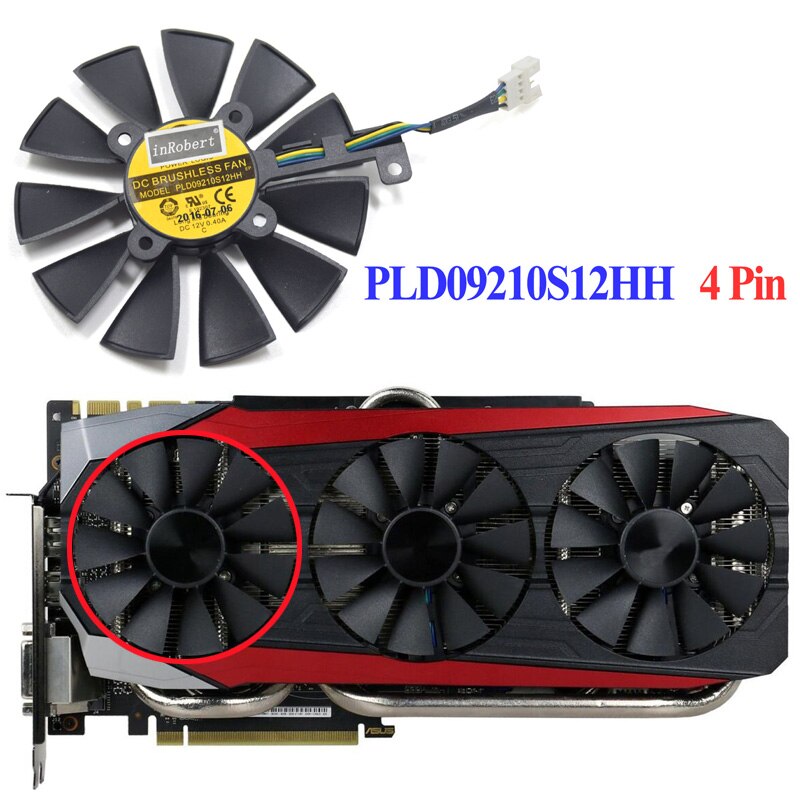 88mm GTX1080 GTX980Ti GTX1060 GTX1070 Lüfter Für ASUS STRIX GTX 1080/980Ti/1060/1070 Grafiken karte GPU Bergbau Anlagen Fans: PLD09210S12HH 4Stift