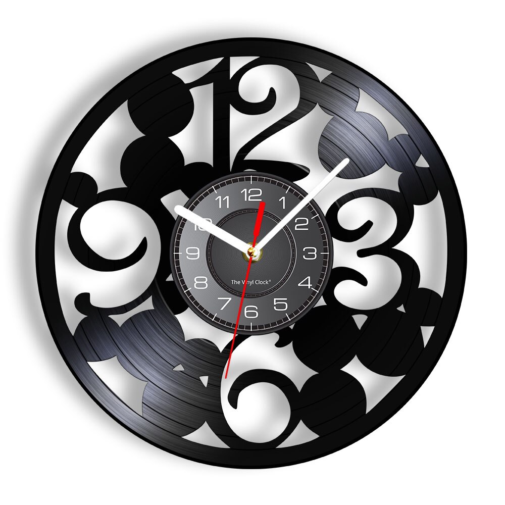 Large Numbers Wall Clock Contemporary Kitchen Wall Clock Made Out Of Real Vinyl Record Big Numbers Simple Abstract Clock: Without LED