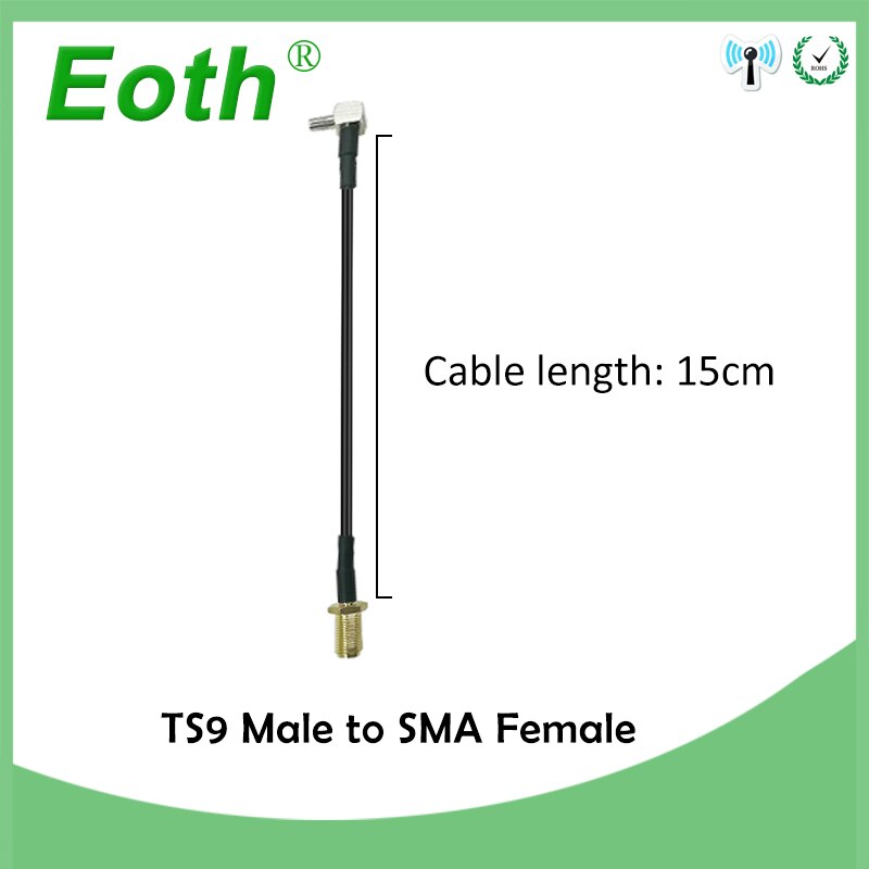 2 stücke 3G ZTE Modem kabel TS9 Männlichen gerade zu SMA stecker rechten winkel zopf RG178 15CM 6 "Adapter