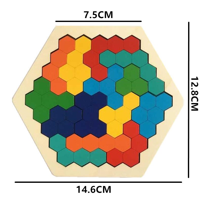 3D Puzzle Wooden Tangram Math Toys Puzzle Tetriss Game Montessori Children Educational Jigsaw Puzzle Game Toy for Boys Girl Baby: 7.5x12.8x14.6cm