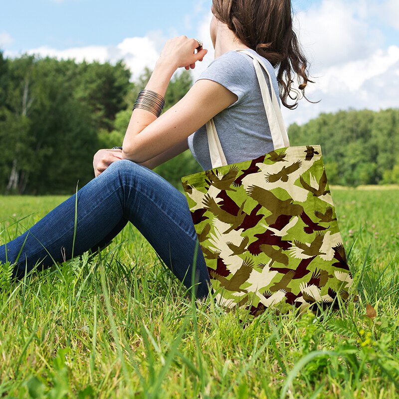 Serie de camuflaje bolso de lona plegable, bolso de compras de gran capacidad, multifunción, de gran