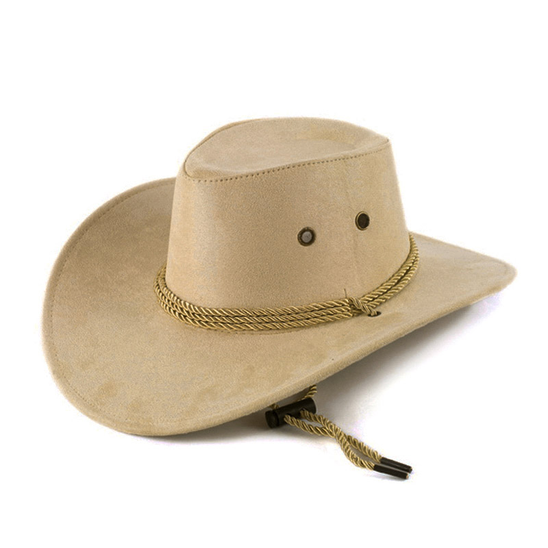 , nueva Unisex, sombrero de cowboy del Oeste, sombrero de turista sólido, sombrero ancho al aire libre, sombrero con visera de jazz, Gorras, al por mayor: Beige