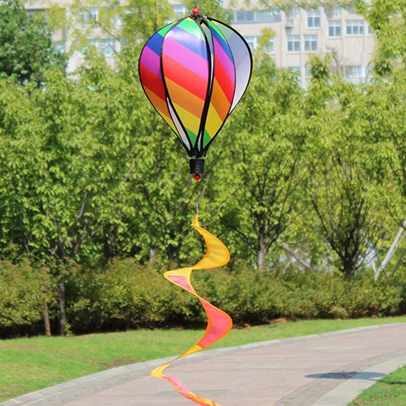 2Pcs Ballon Wind Spinner Gestreepte Pailletten Windzak Ballon Yard Decor Spiraal Ballon Windmolen
