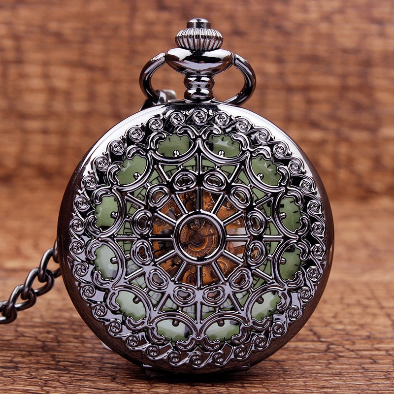 Lichtgevende Mechanische Zakhorloge Steampunk Vintage Hollow Cover Analoge Skeleton Hand Winding Mechanische Zakhorloge voor Mannen