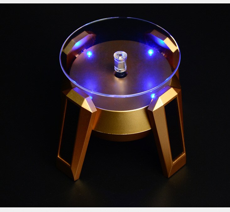 UFO with Light Display Stand Rotating Stand Display Stand Jewelry Jewelry Bracelet Display Stand Ring Stand: Golden blue light