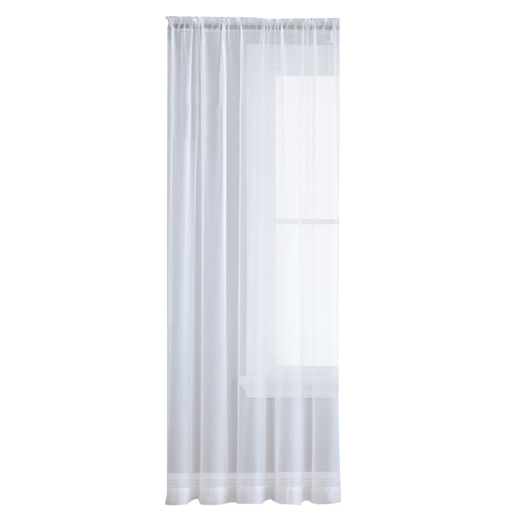 1pc enfärgad skir tyll fönstergardin draperi vardagsrum balkong uteplats dekor hotelldekoration blå skira gardiner занавески: Vit / 132 x 210cm