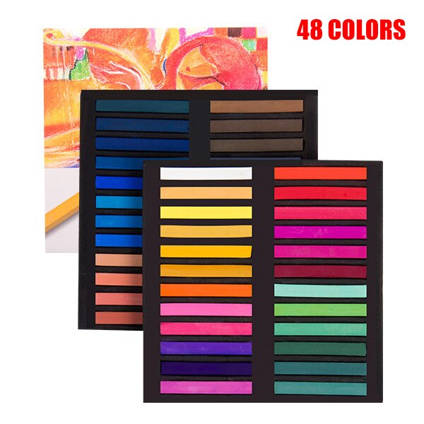 Blød pastel sæt firkantet pastel kridt firkantet kunstner pastel sæt boks  of 12/24/36/48 forskellige farver  b88: 48 farver