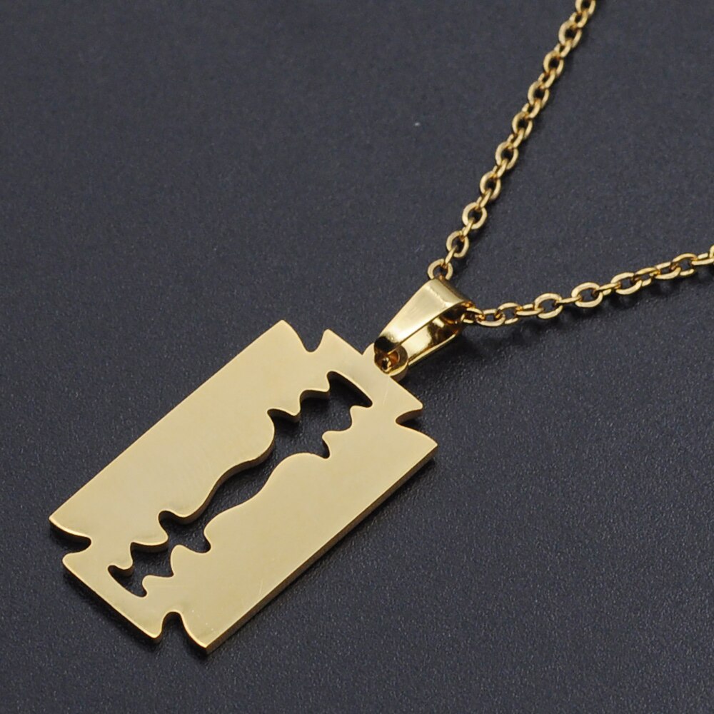 Razor Blade Stainless Steel Charm Necklace for Women Dainty Steel Necklaces Jewelry Necklaces