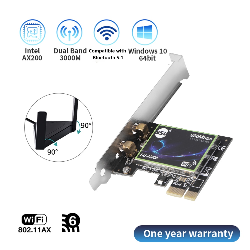 2.4G/5GHz Dual Band Gigabit PCI-E 1X Wireless Network Card Bluetooth-compatible 5.1 PCI Express WiFi Receiver Adapter for PC