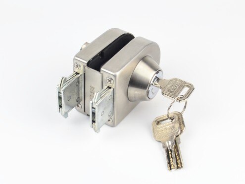 Glass Door Lock, stainless steel,No need to Drilling on glass,lock inside and outside,single door,Frameless glass door