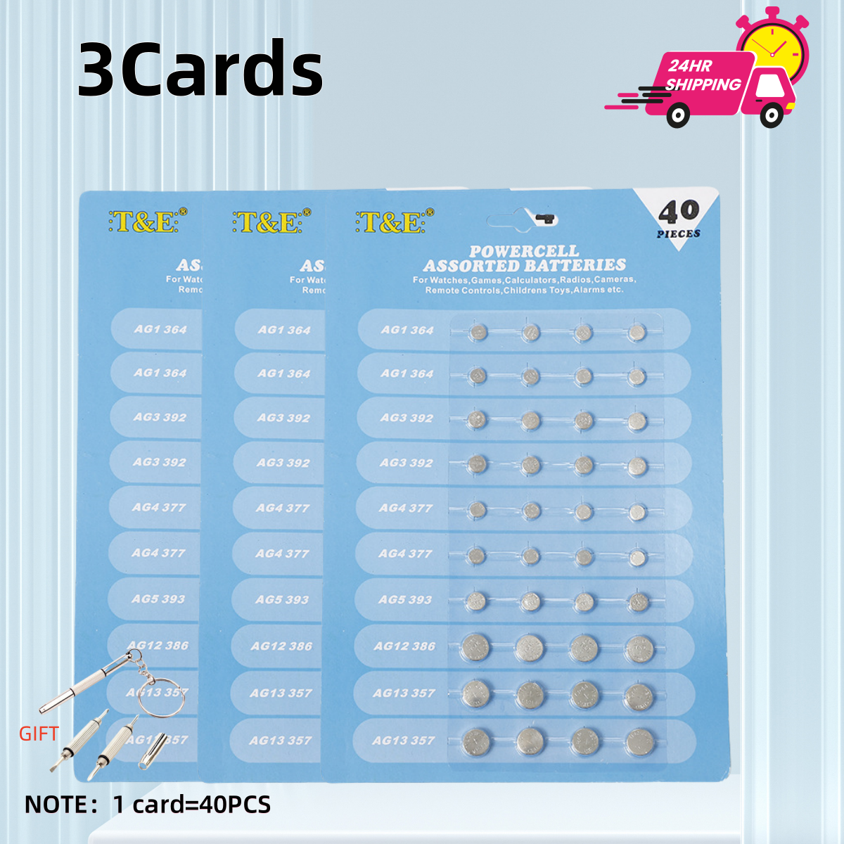 40 peças 1.55v ag13 lr44 l ag1 ag3 ag4 ag5 ag12 sr44 baterias de botão a76 lr1154 gp7 célula moeda relógio brinquedos bateria remota: Dourado