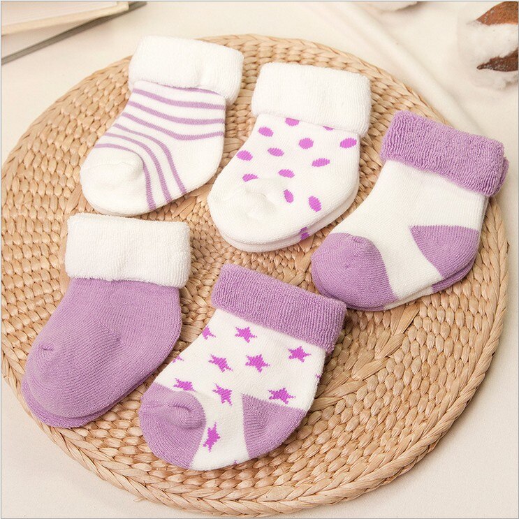 5 pares/lote bebê meias de algodão de inverno infantil meias do bebê menina menino antiderrapante 0-6 meses toddle recém-nascidos meias curtas: style 2