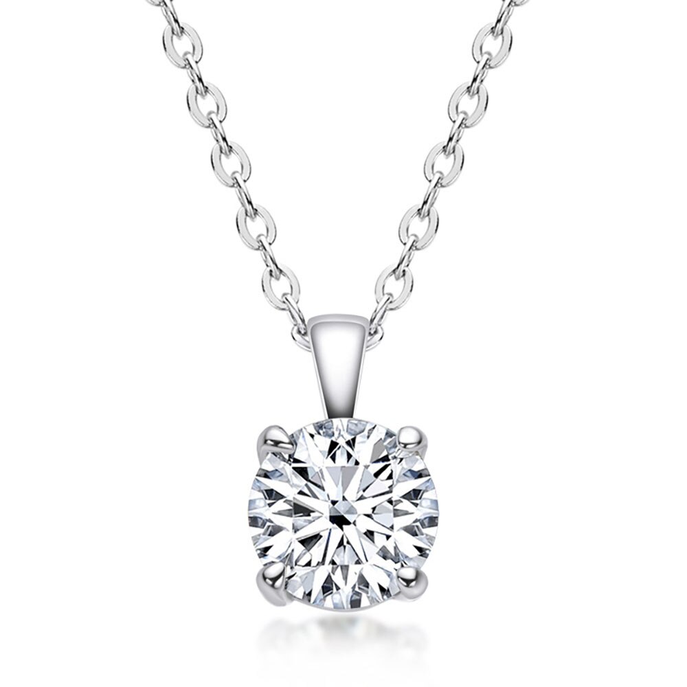 Collana con ciondolo Moissanite Color oro 1 carato reale 1 carato 100% argento Sterling 925/oro 18 carati regalo di gioielleria raffinata: 1 Carat Silver