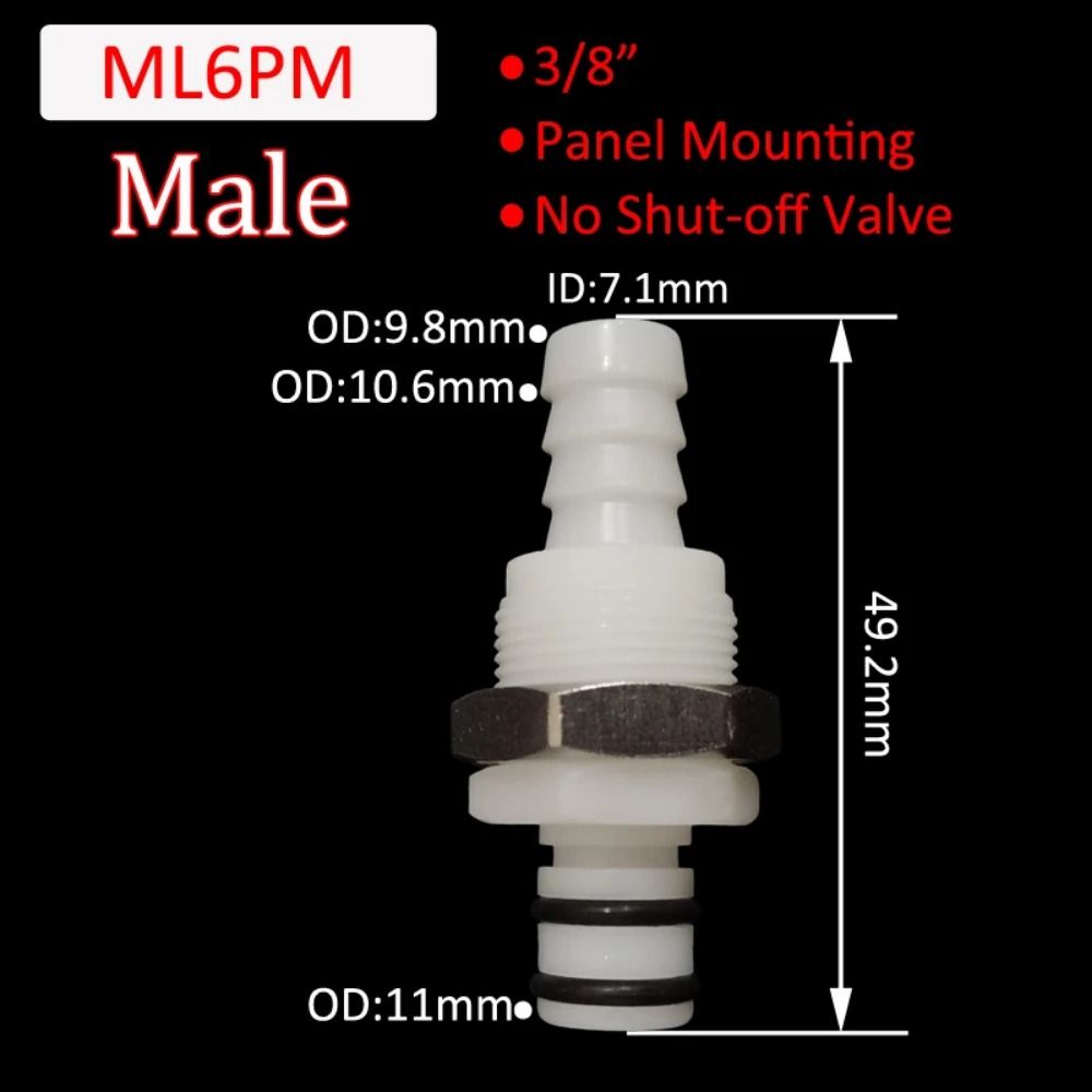 1Pcs Tube Connector Hose Joint Disconnect Fitting Coupling Male Female Quick Coupler 5/16 3/8 L-Series Hose Barb Valved: tan