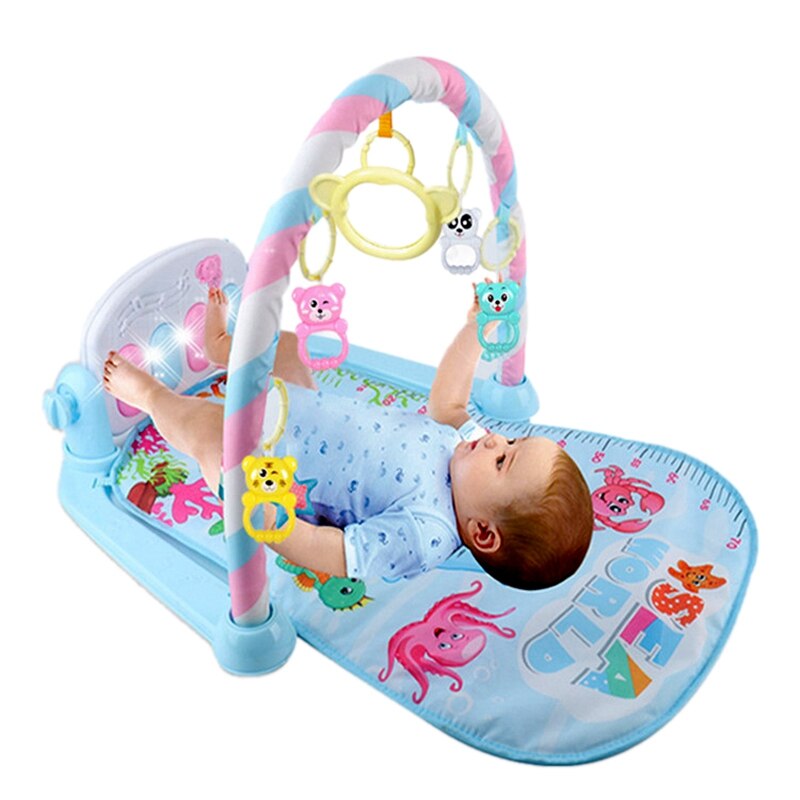 Baby speelmat, baby gym speelgoed, speelmat, 0-12 maanden, zachte verlichting, rammelaars, muziekmat, kruipmat voor baby's, speelgoed, blauw