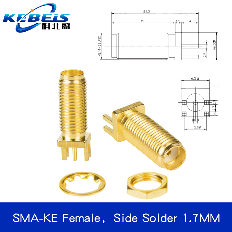 2Pcs SMA SMA-KE/KWE/KHD Female Jack Male Plug Adapter Solder Edge PCB Straight Right angle Mount RF Copper Connector Plug Socket: Pink