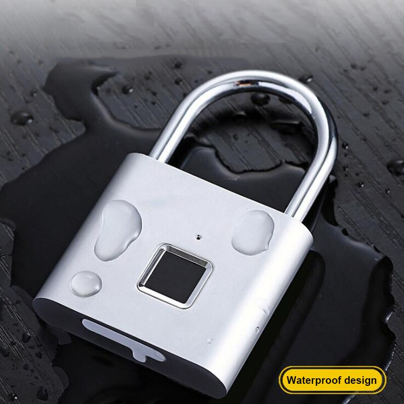 Candado de seguridad de aleación de Zinc de color negro sin llave USB recargable para puerta con candado huella digital inteligente impermeable de desbloqueo rápido