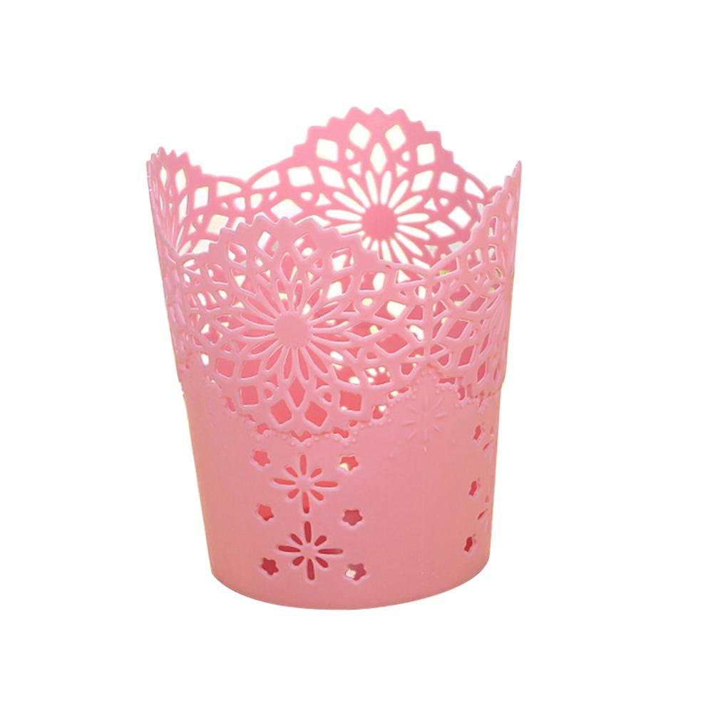 Holle Bloem Borstel Pen Potlood Pot Opslag Houder Container Desktop Organizer Decor: Pink