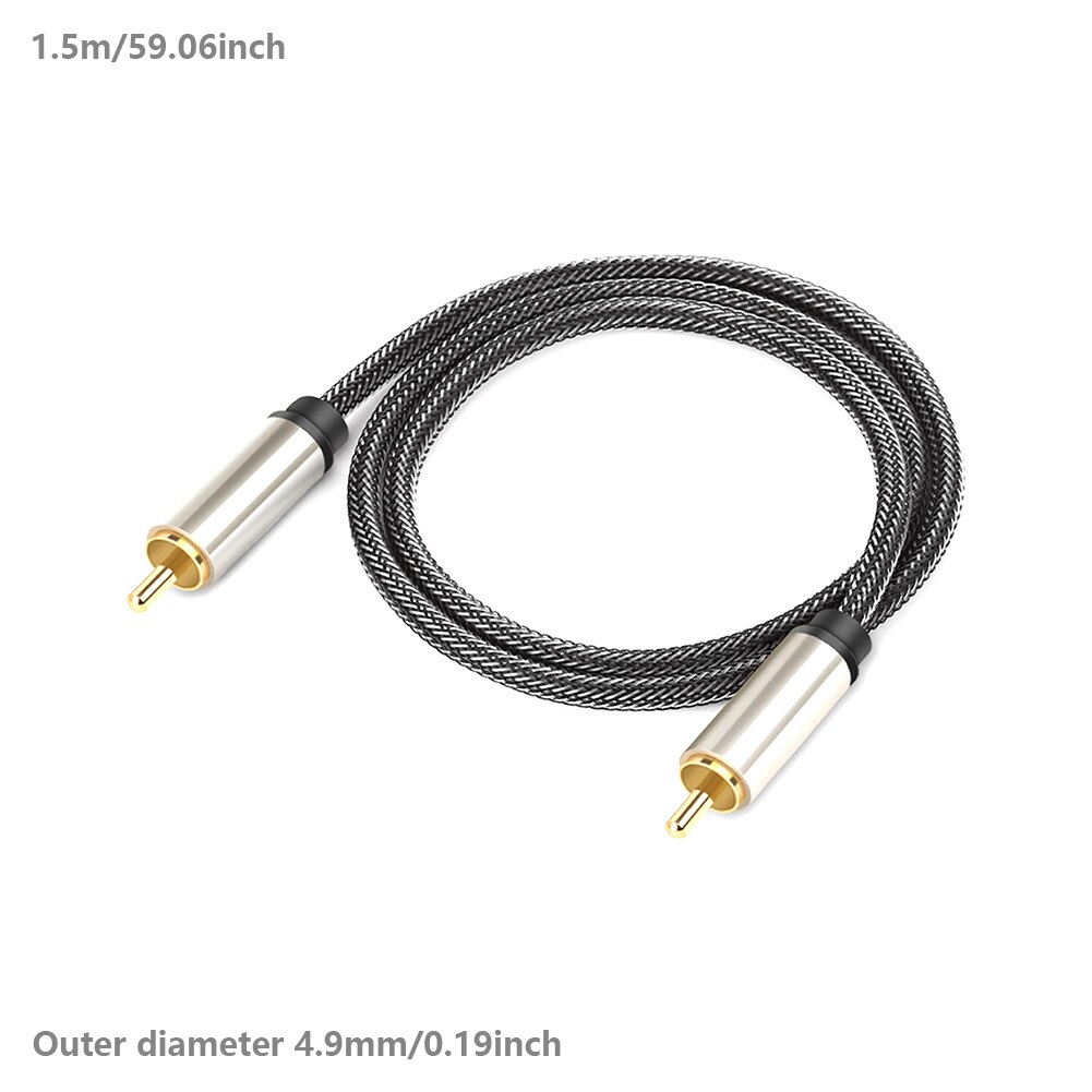 Hifi 5.1 audiokaapeli kullattu digitaalinen rca to rca uros koaksiaali koaksiaalivahvistin spdif kotivideo tv tarvikkeet: 1.5m