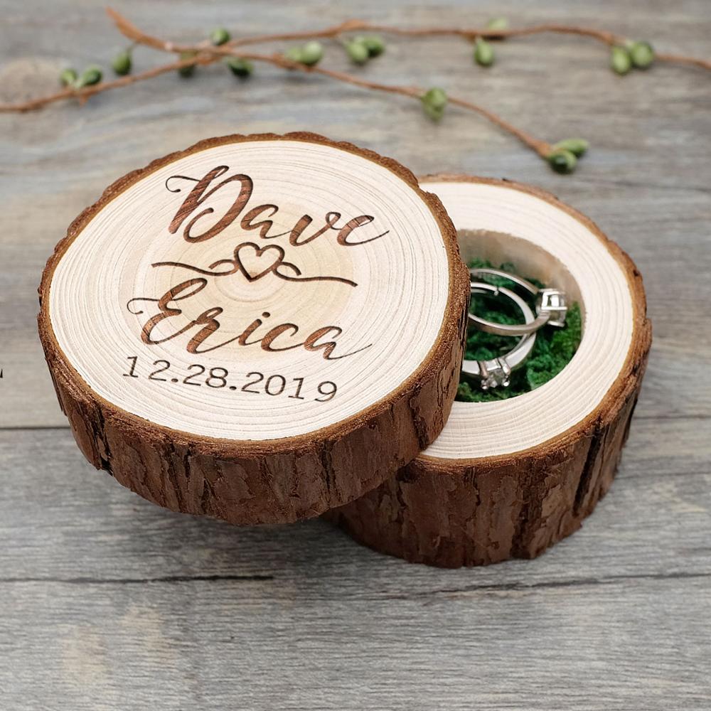Rustic Wedding Ring Box - Natural Wood - Personalized Engagement Holder - Ring Bearer Box