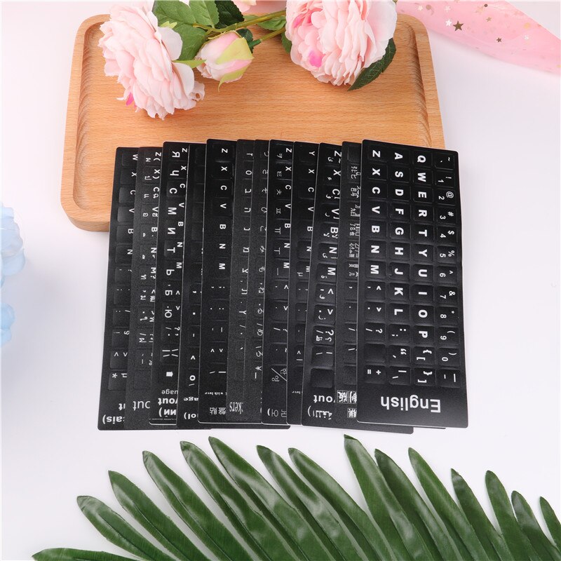 1PC Standard Waterproof 12Styles Language Keyboard Stickers Layout With Button Letters Alphabet For Computer Keyboard Protective