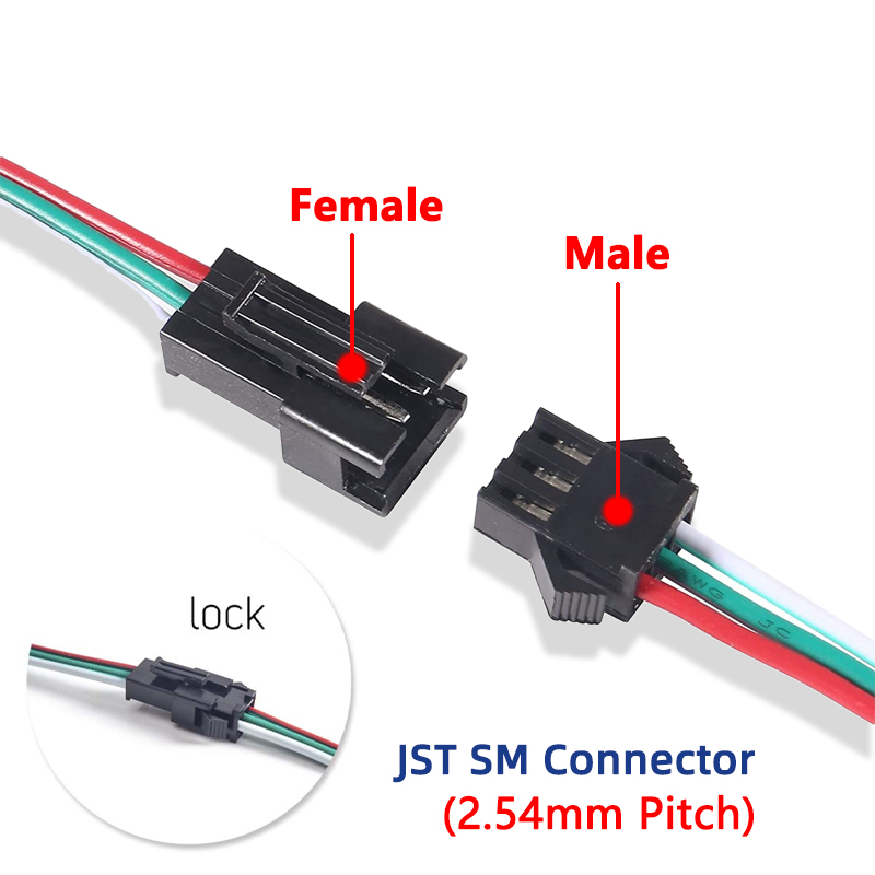 2 3 4 5 6- pinner ledet-stripe jst sm-kontakt hann- eller hunnadapterplugg jst-kontaktterminal med 15cm 22 awg-ledning til lysstripe