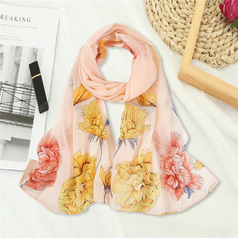 Bufanda de gasa de mujer estampado de mariposa en chal floral chal de mujer largo suave pañuelo Bufanda Foulard sjaal bufandas hijab A40