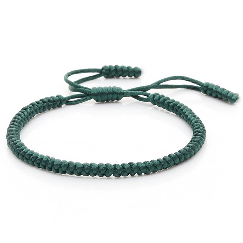 Original breloque faite à la main Bracelets pour femme hommes chanceux tibétain bouddhiste tressé noeuds corde Bracelets et Bracelets bijoux de: green