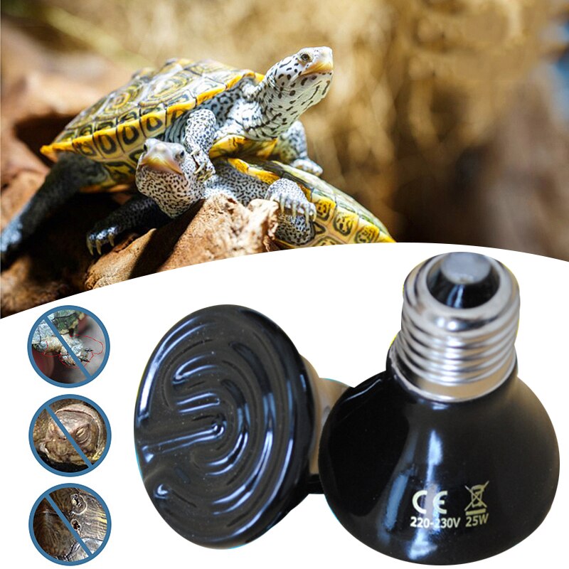 25/50/75/100W Reptile Heat Lamp Bulb Ceramic Heat Emitter No Harm No Light Infrared Heater Lamp for Chicken Aquarium Snake