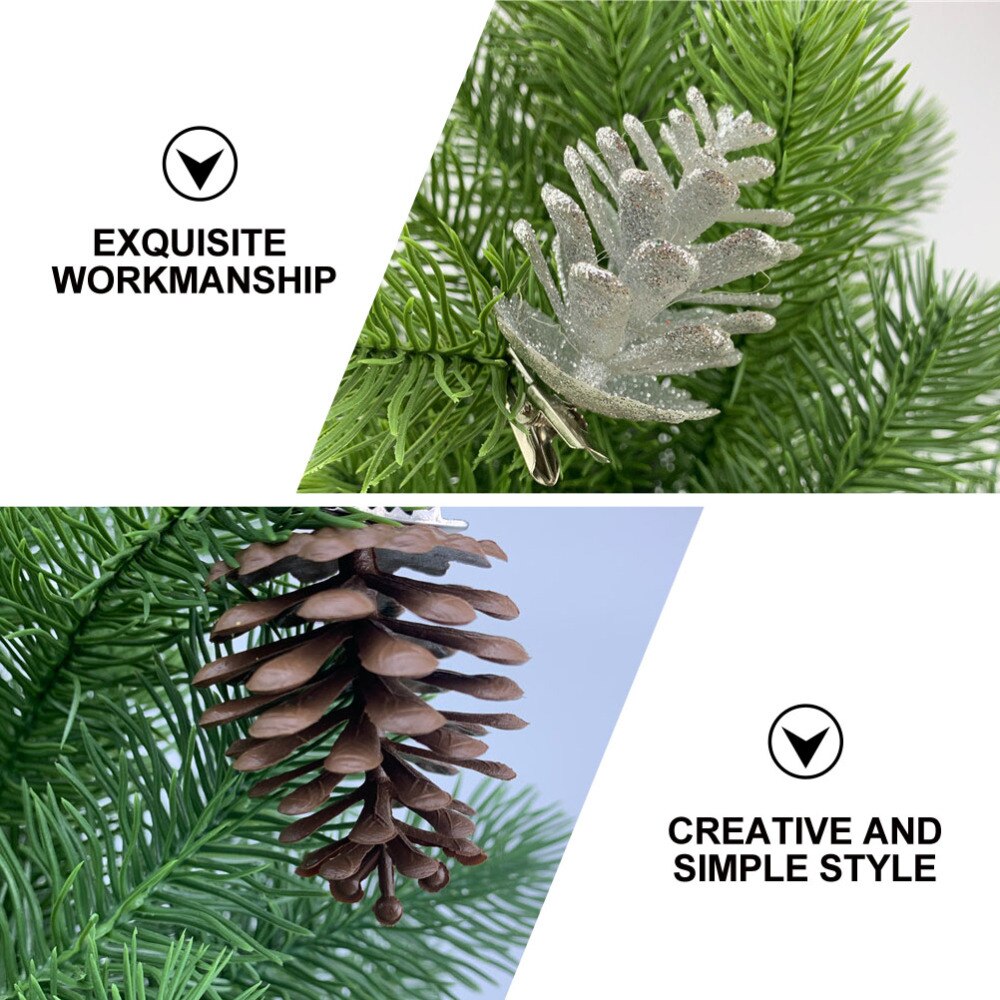 6 stuks kerstversiering in de vorm van dennenappels, kerstboomhanger, feestartikelen (willekeurige kleur)