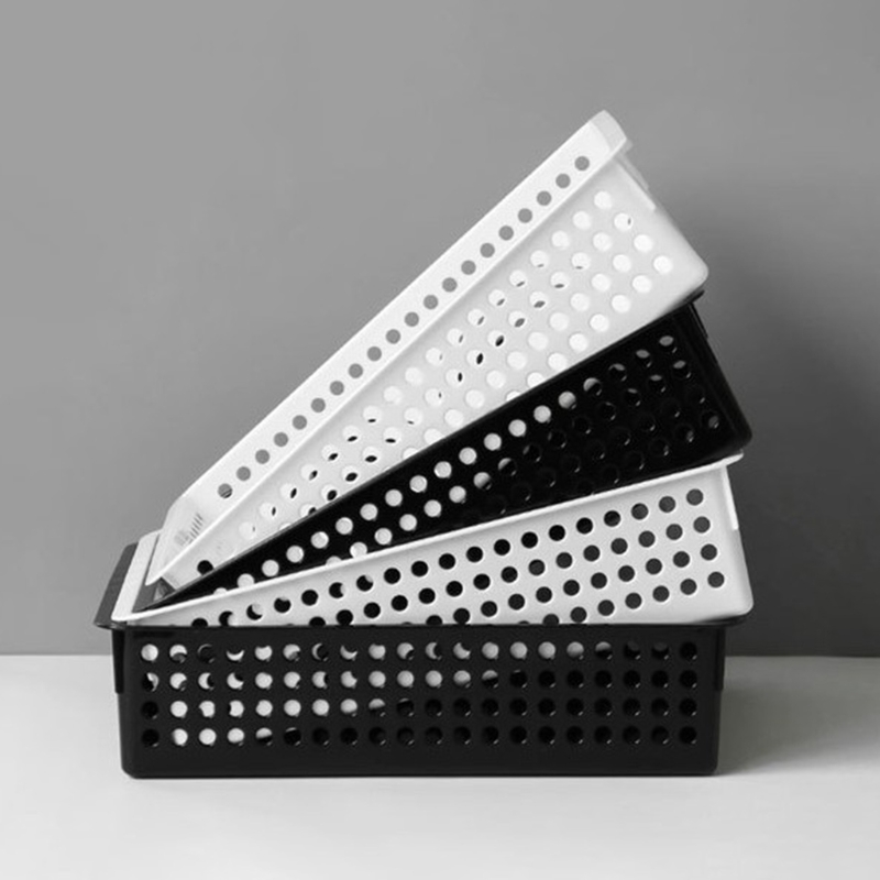Plastic Storage Basket File Tray Tabletop A4 Document Magazine Organizer with Handles for Home Office Pantry