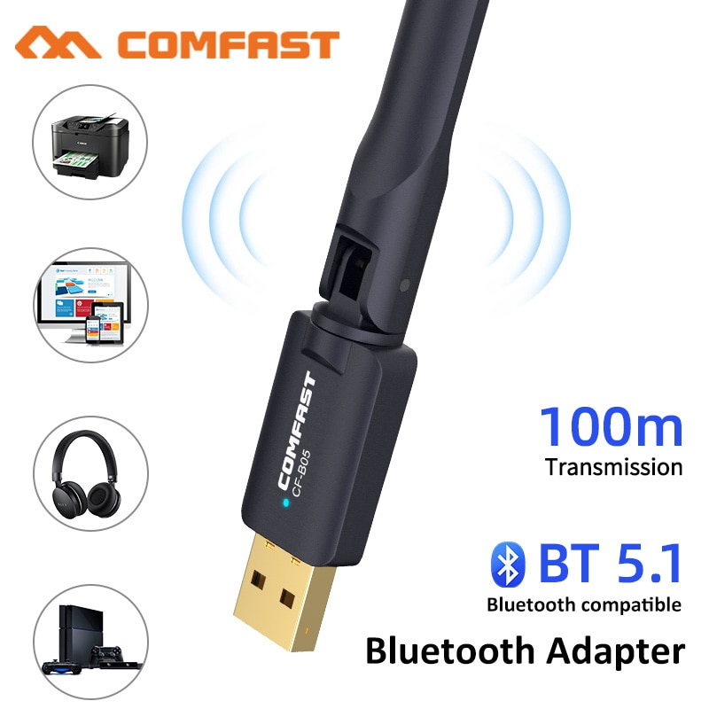 Comfast-Adaptador USB Bluetooth 100 para PC, receptor de Audio y música, transmisor Bluetooth 5,1, 5,1 M