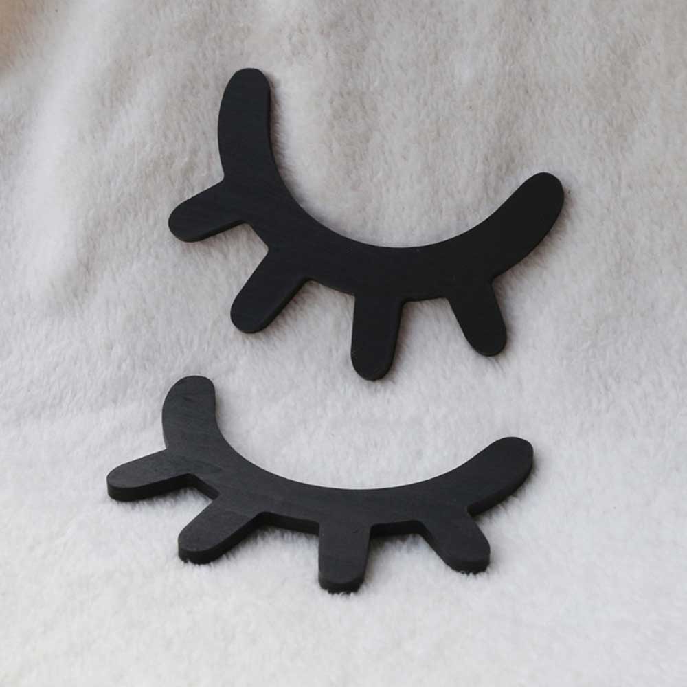Baby Bed Bumper Ins Style Wooden Eyelashes Wall Sticker Baby Room Decor Photography Props Cartoon 5 Colors: 0.8cm black box