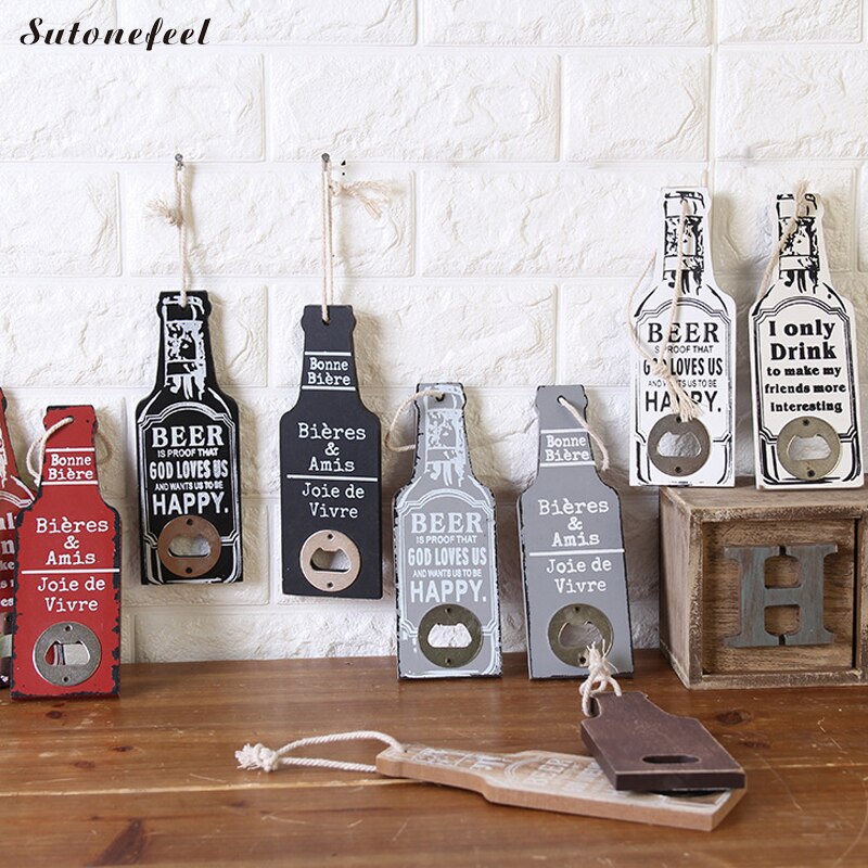 20/40cm Wooden Opener Wall Mounted Bottle Opener Beer Shape Wall Hanging Beer Opener Candy Bar Kitchen Tool