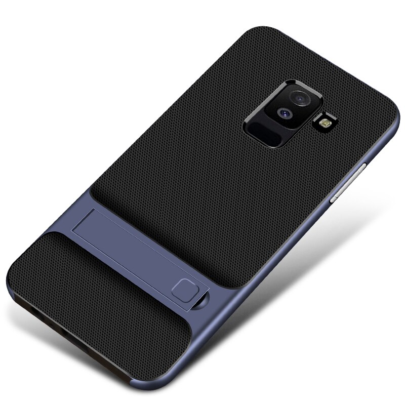 Luxury Full Cover for Samsung Galaxy A6 / A6 Plus + Phone Cases 3D Stand Silicone Hybrid 360 Protective Back Armor Fundas: Samsung A6 2018 / Royce Navy