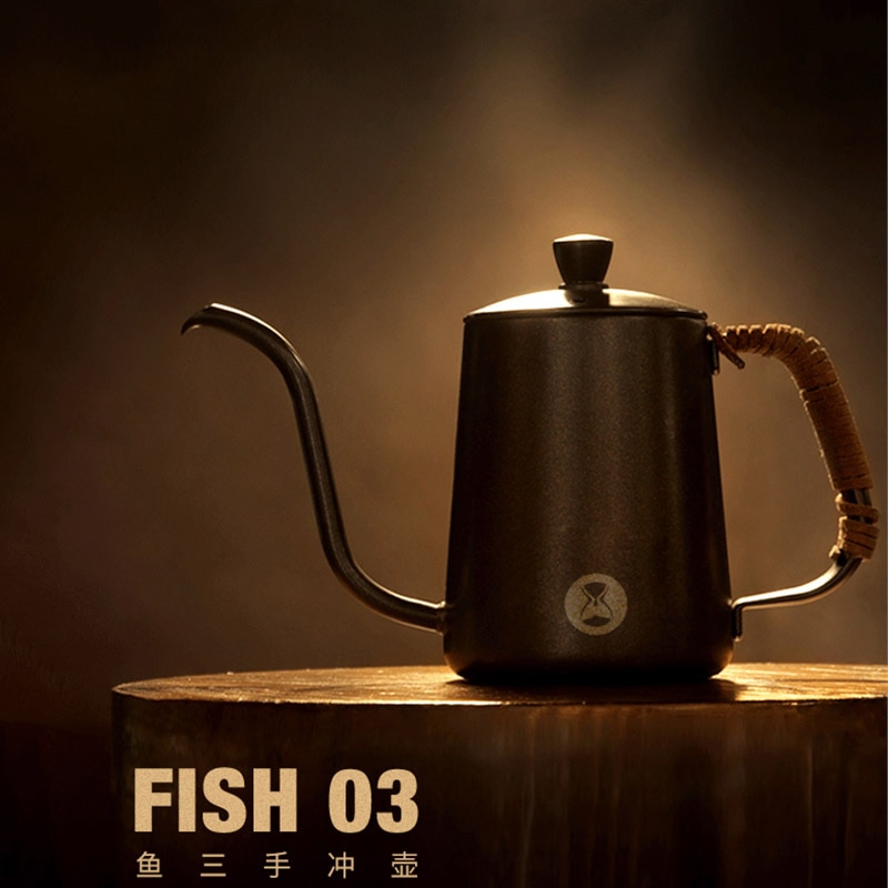 Timemore butik fisk 03 kaffekande svanehals fin mund teamilkkettle 300 ml 600ml 304 rustfrit stål kafferedskaber til køkken