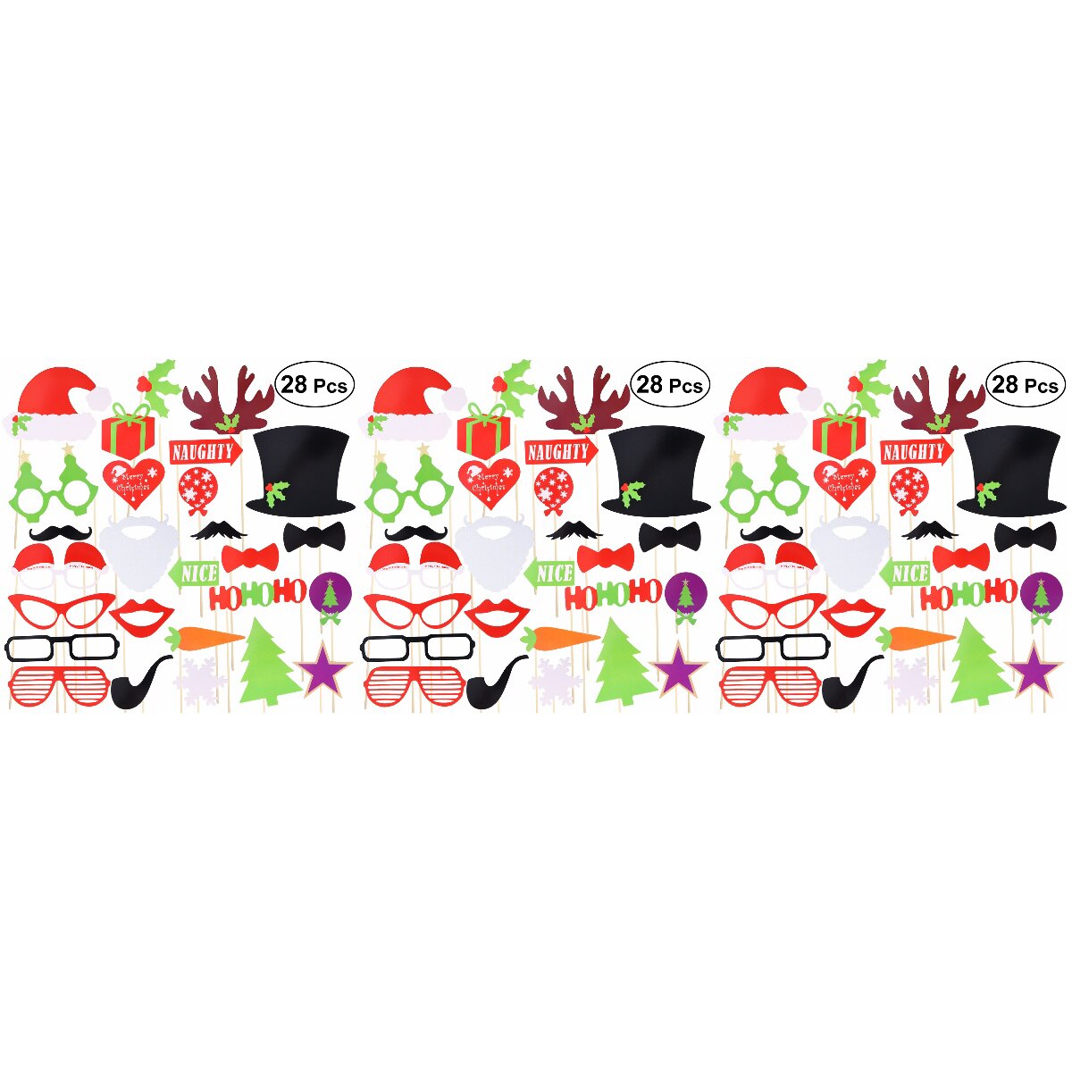 84 Pcs Christmas Party Photo Booth Props Posing Props Christmas Trees Hats Glasses Mustache Kit for Party Decoration: Default Title