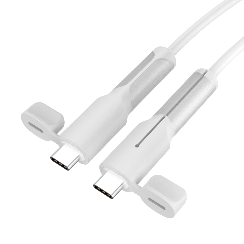 Charger Cable Protector, Type-C to Type-C/iPhone/USB A Silicone Charger Cord Protector, 2-in- Cord Protector with Cable Winder: WHITE