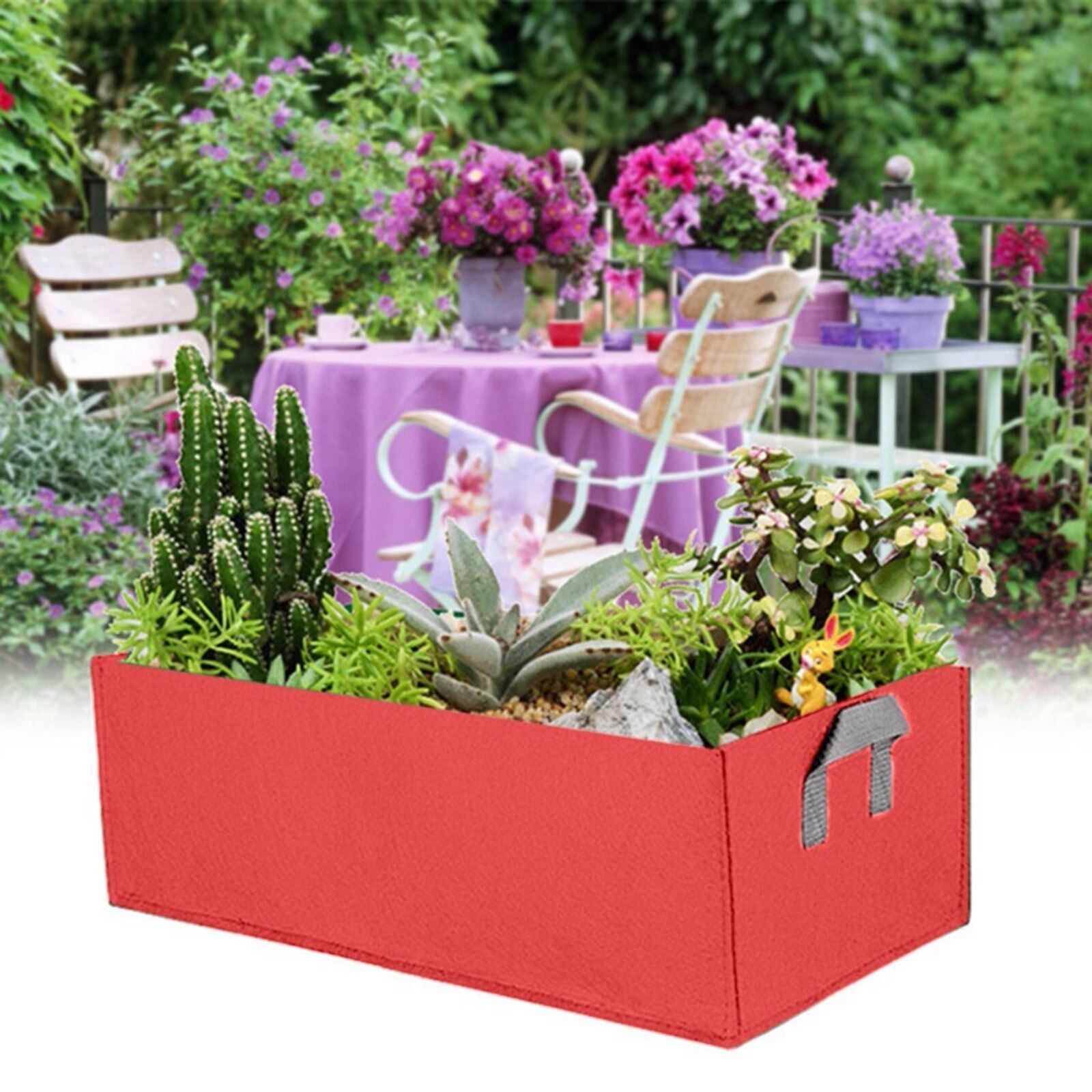 Zwarte Stof Plant Grow Bag Tuin Vierkante Tuingereedschap Bloem Groente Planten Planter Pot Handvatten Voor Hydrocultuur: H