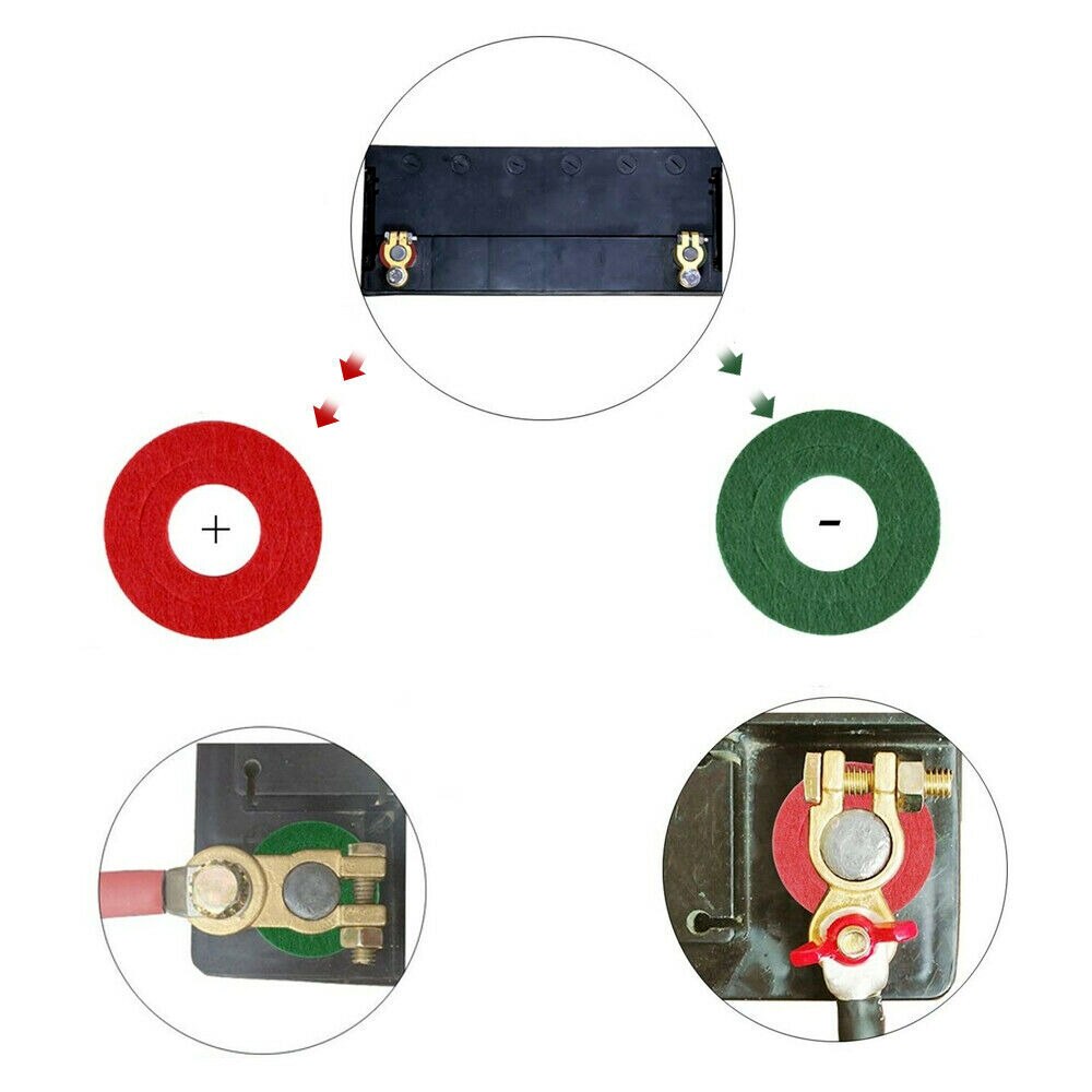 10 Set Anti Corrosion Battery Terminal Washers Bag 20 Felt Washers Autotuning Universal Gadget Car Accessories
