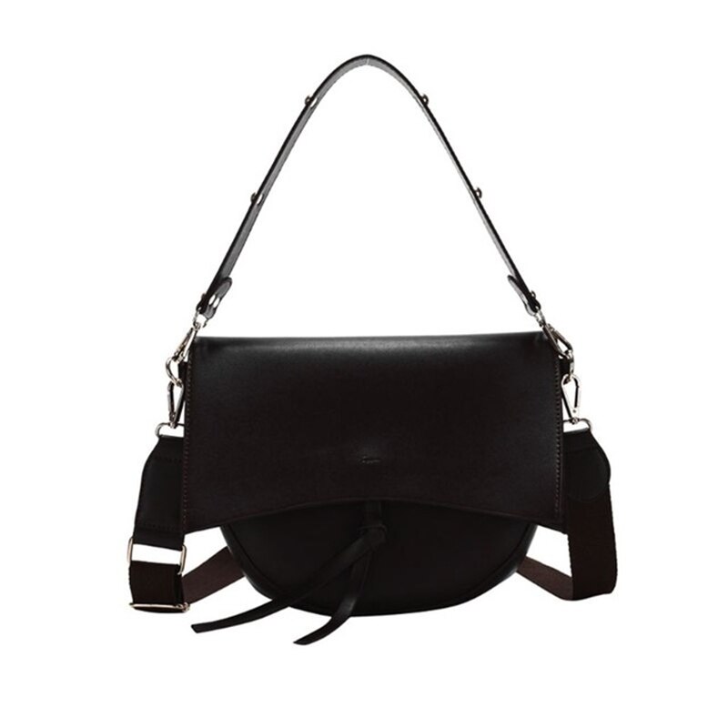 en cuir PU sac à main femmes sac rétro grande capacité épaule sac à bandoulière décontracté fourre-tout femme pochette sac à main: Black Handbag