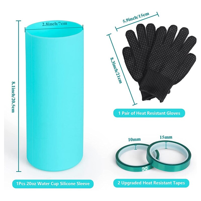 Sublimation Tumblers Silicone Bands Sleeve Kit For 20 Oz Straight Blanks Cups With Heat Resistant Gloves, Transfer Tapes: Default Title
