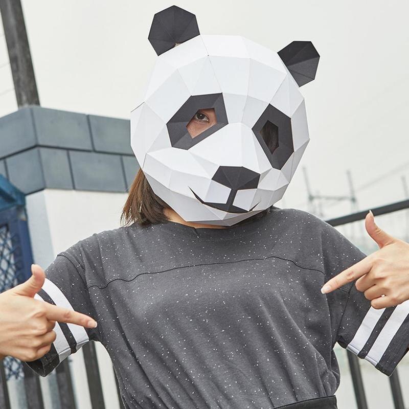 Panda 3D Dier Masker Diy Gratis Tailoring Party Halloween Winkel Decoratie Gebruiksvoorwerpen Origami